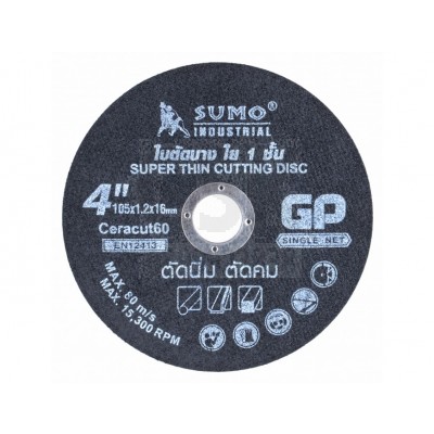 ใบตัด 4”x1.2x16 ใย 1 ชั้น SUMO GP สีดำ