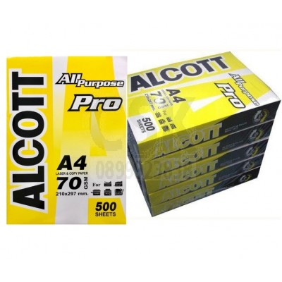 กระดาษ 70g A4 Alcott เหลือง 500p