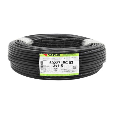 สายไฟ YAZAKI VCT3x1.5 ขนาด 100 เมตร สีดำ