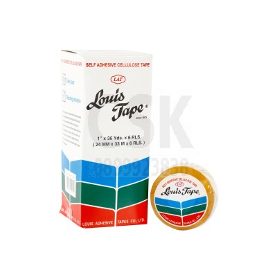 เทปใส แกน 1 นิ้ว 1 นิ้วx36 หลา (แพ็ค6ม้วน) หลุยส์