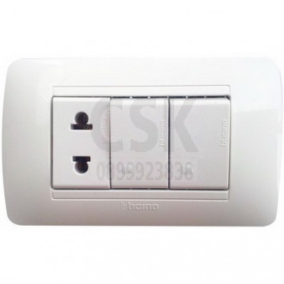 สวิตช์ไฟ 1ทาง + เต้ารับเดี่ยว2PSAE1230T2B B-TICINO