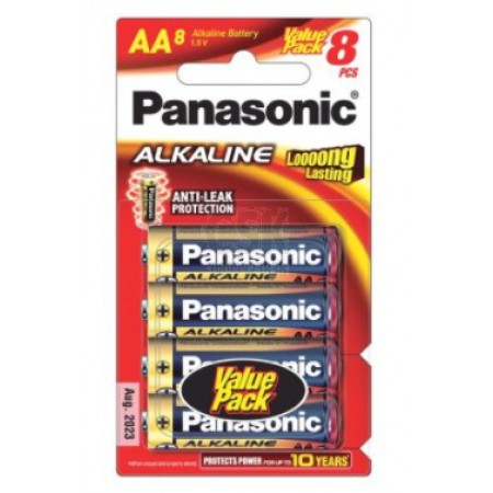 ถ่านอัลคาไลน์ AA (แพ็ค8ก้อน) พานาโซนิค LR6T/8B