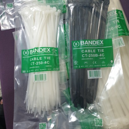 เคเบิ้ลไทร์ BANDEX สีขาว ขนาด 10" แพ็ค 100 เส้น 