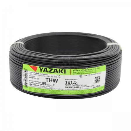 สายไฟ YAZAKI THW1x1.5B ขนาด 100 ม. สีดำ