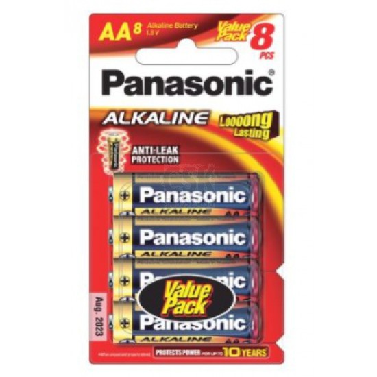 ถ่านอัลคาไลน์ AA (แพ็ค8ก้อน) พานาโซนิค LR6T/8B