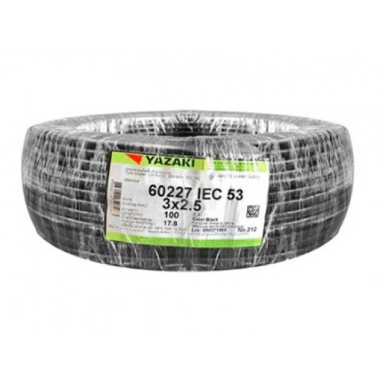 สายไฟ YAZAKI VCT3x2.5 ขนาด 100 ม. สีดำ