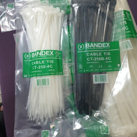 เคเบิ้ลไทร์ BANDEX สีขาว ขนาด 10" แพ็ค 100 เส้น 