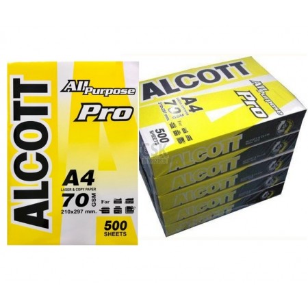 กระดาษ 70g A4 Alcott เหลือง 500p