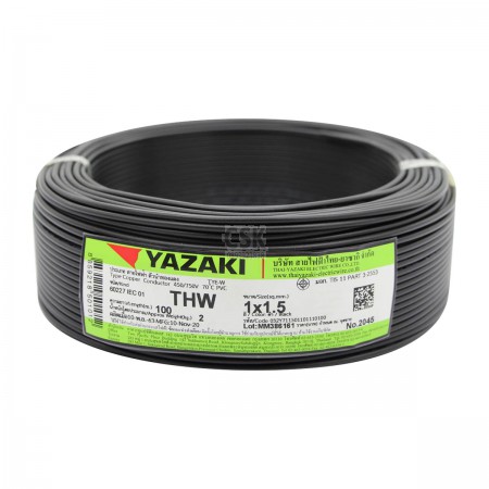สายไฟ YAZAKI THW1x1.5B ขนาด 100 ม. สีดำ