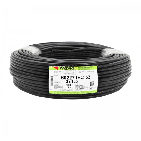 สายไฟ YAZAKI VCT3x1.5 ขนาด 100 เมตร สีดำ