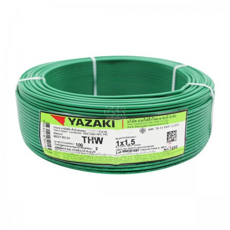สายไฟ YAZAKI THW1x2.5B ขนาด 100 ม. สีเขียว