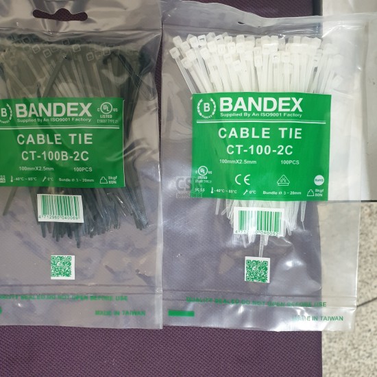 BANDEX เคเบิ้ลไทร์ 6 นิ้ว Cable Tie ถุงละ 100 เส้น สีขาวหรือสีดำ