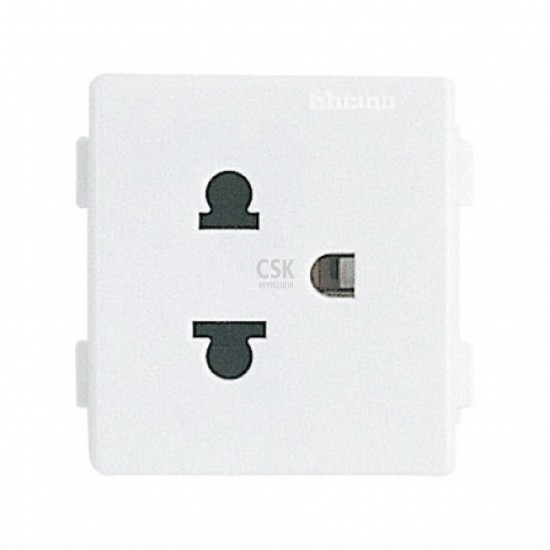 เต้ารับ เดี่ยว 3ขา + กราวด์ + ม่านSM9023T B-TICINO